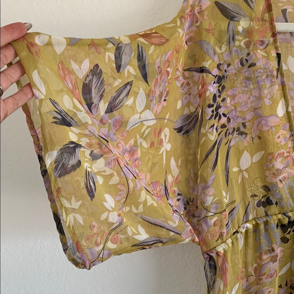 Aakaa Floral Swim Coverup in Yellow and Pink - Picture 4 of 7